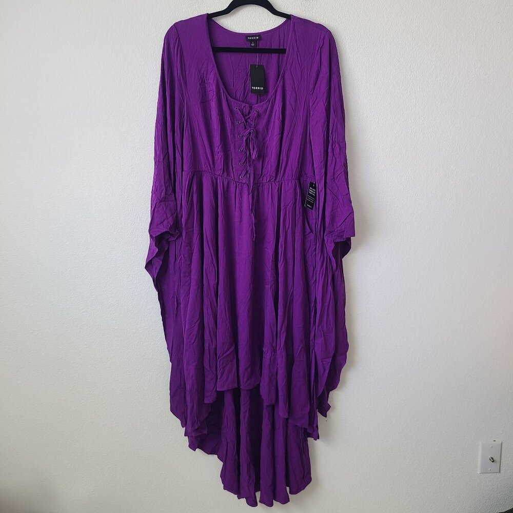 Torrid Halloween Hi Low Lace Up Witch Dress Costume Plus Size 1X Purple - Picture 1 of 8
